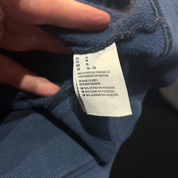 American Eagle Men’s Vintage Blue Full-Zip Hoodie Sz M Spell Out Y2K Cozycore - Picture 8 of 8